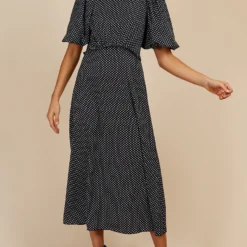 Little Mistress Black Dart Print Puff Sleeve Midaxi Dress By Vogue Williams -Starlit Dress Sales D34171R1A 1