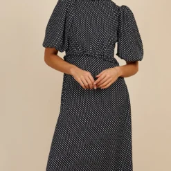 Little Mistress Black Dart Print Puff Sleeve Midaxi Dress By Vogue Williams -Starlit Dress Sales D34171R1A 2