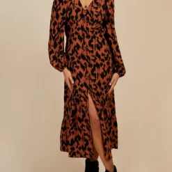 Little Mistress Leopard Print Blouson Sleeve Midaxi Dress By Vogue Williams -Starlit Dress Sales D34189R1A 1