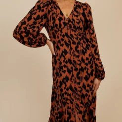 Little Mistress Leopard Print Blouson Sleeve Midaxi Dress By Vogue Williams -Starlit Dress Sales D34189R1A 2