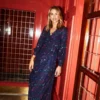 Little Mistress Navy Star Print Midaxi Mock Wrap Dress By Vogue Williams