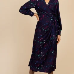 Little Mistress Navy Star Print Midaxi Mock Wrap Dress By Vogue Williams -Starlit Dress Sales D34193R2B 1