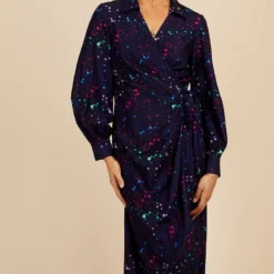 Little Mistress Navy Star Print Midaxi Mock Wrap Dress By Vogue Williams -Starlit Dress Sales D34193R2B 2