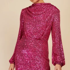 Little Mistress Pink Sequin Mini Dress By Vogue Williams -Starlit Dress Sales D34264B1A 2
