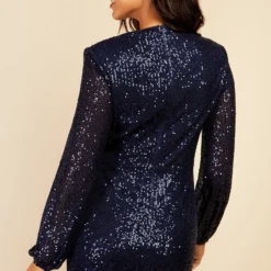 Little Mistress Navy Sequin Mini Dress By Vogue Williams -Starlit Dress Sales D34264B2A 4