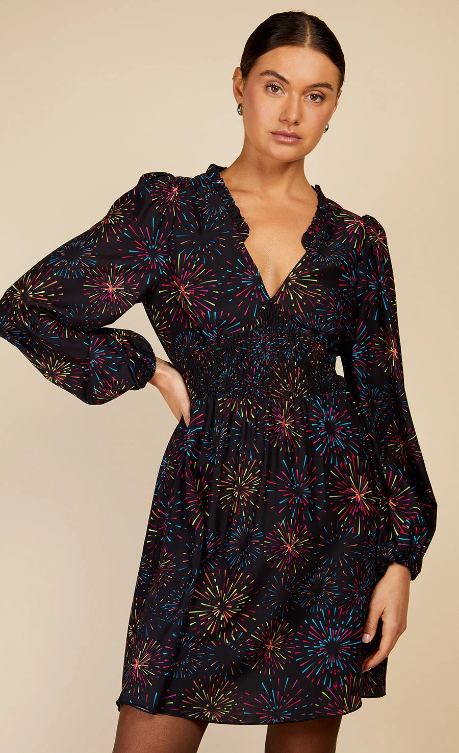 Little Mistress Firework Print Mini Dress By Vogue Williams 4 Little Mistress Firework Print Mini Dress By Vogue Williams - Image 4