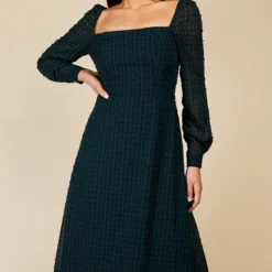 Little Mistress Emerald Green Gingham Midaxi Dress -Starlit Dress Sales D34298R1A 2