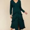 Little Mistress Emerald Green Frill Midaxi Dress