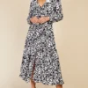 Little Mistress Monochrome Printed Midaxi Dress