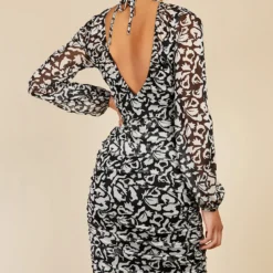 Little Mistress Monochrome Printed Mesh Midi Bodycon Dress -Starlit Dress Sales D34321C1A 4