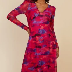 Little Mistress Watercolour Print Sheer Midaxi Dress By Vogue Williams