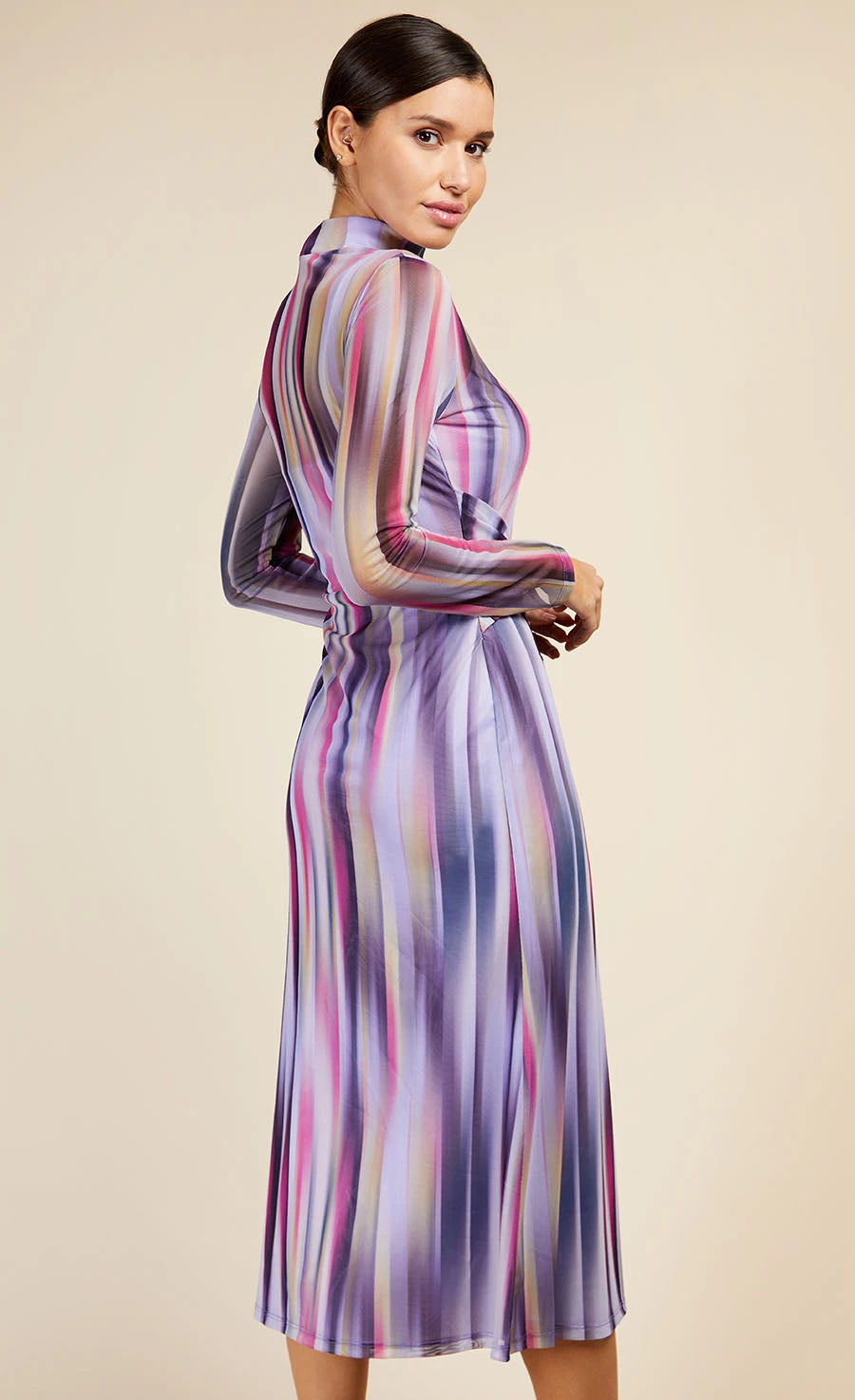 Little Mistress Printed Mesh Tie Waist Midaxi Dress 4 Little Mistress Printed Mesh Tie Waist Midaxi Dress - Image 4