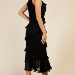 Little Mistress Black Frill Midaxi Dress -Starlit Dress Sales D34353R1A 4
