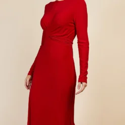 Little Mistress Cranberry Red Tie Waist Midaxi Dress -Starlit Dress Sales D34357R1A 2