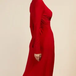 Little Mistress Cranberry Red Tie Waist Midaxi Dress -Starlit Dress Sales D34357R1A 4