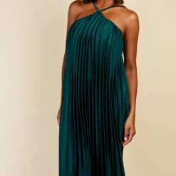 Little Mistress Green Satin Pleated Midaxi Dress 8 Little Mistress Green Satin Pleated Midaxi Dress -Starlit Dress Sales D34371R1A 2