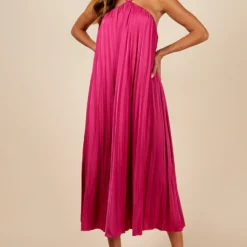 Little Mistress Pink Satin Pleated Midaxi Dress 8 Little Mistress Pink Satin Pleated Midaxi Dress -Starlit Dress Sales D34371R2A 1