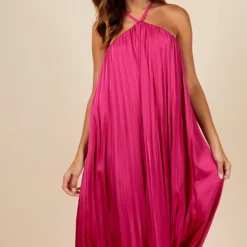 Little Mistress Pink Satin Pleated Midaxi Dress 11 Little Mistress Pink Satin Pleated Midaxi Dress -Starlit Dress Sales D34371R2A 2