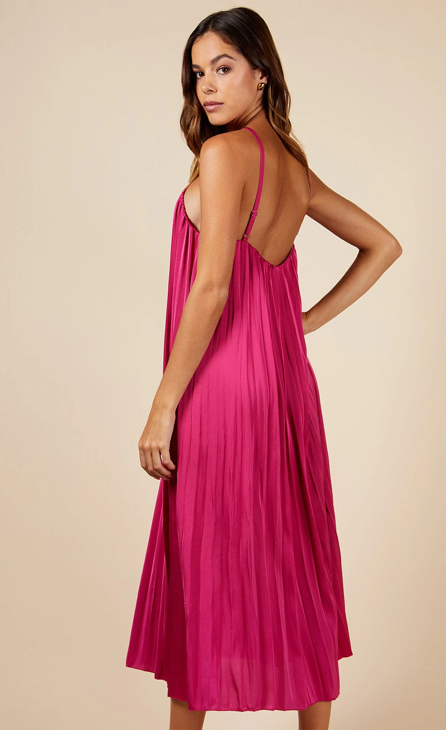 Little Mistress Pink Satin Pleated Midaxi Dress 5 Little Mistress Pink Satin Pleated Midaxi Dress - Image 5