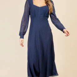 Little Mistress Blue Spot Sweetheart Midaxi Dress By Vogue Williams