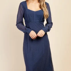 Little Mistress Blue Spot Sweetheart Midaxi Dress By Vogue Williams -Starlit Dress Sales D34435R1A 2