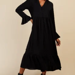 Little Mistress Black Button Detail Midaxi Dress By Vogue Williams