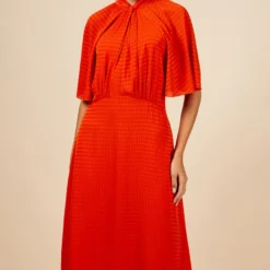 Little Mistress Orange Check Twist Detail Midaxi Dress -Starlit Dress Sales D34553R1A 2