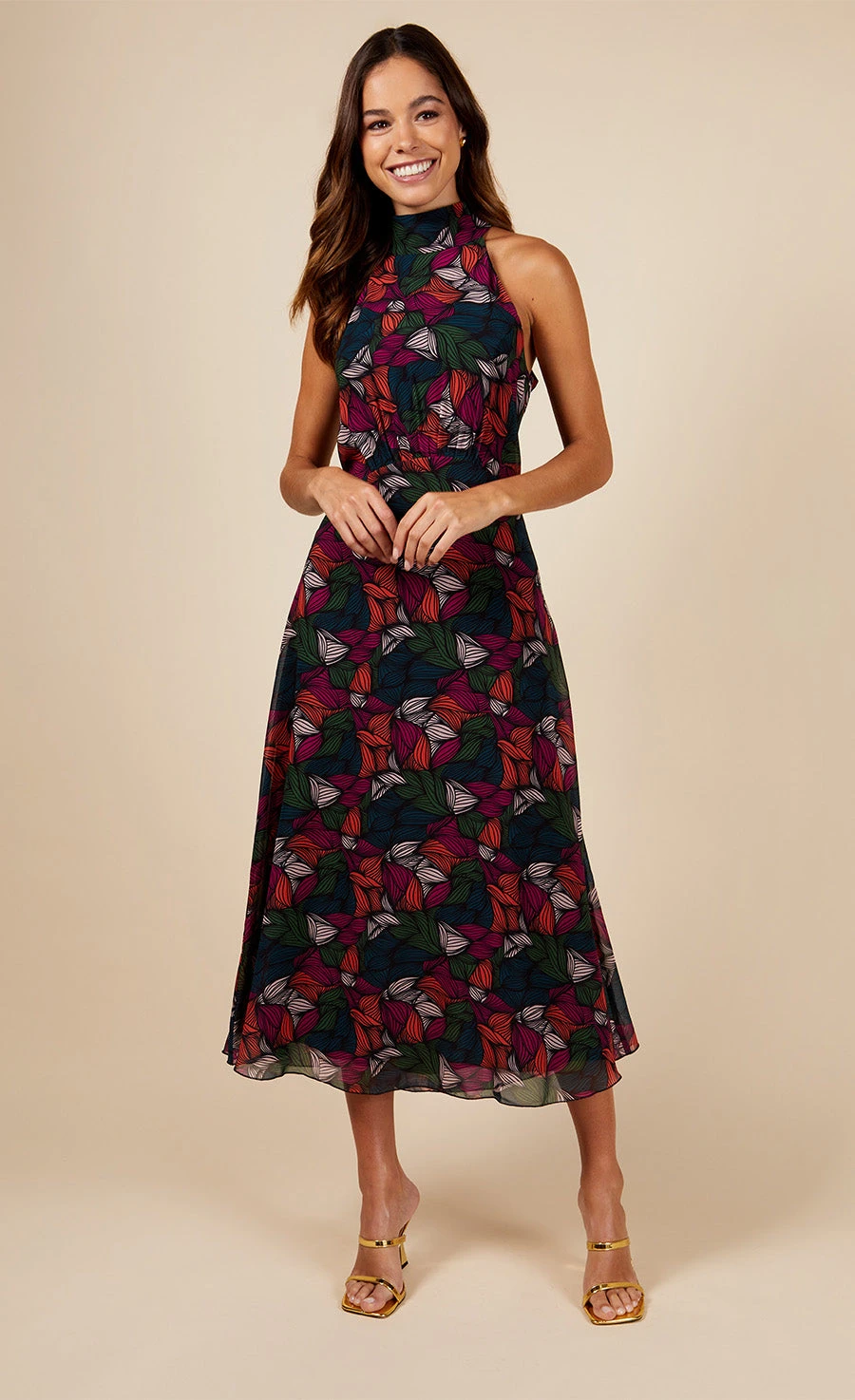 Little Mistress Printed Tie Detail Midaxi Dress 3 Little Mistress Printed Tie Detail Midaxi Dress - Image 3