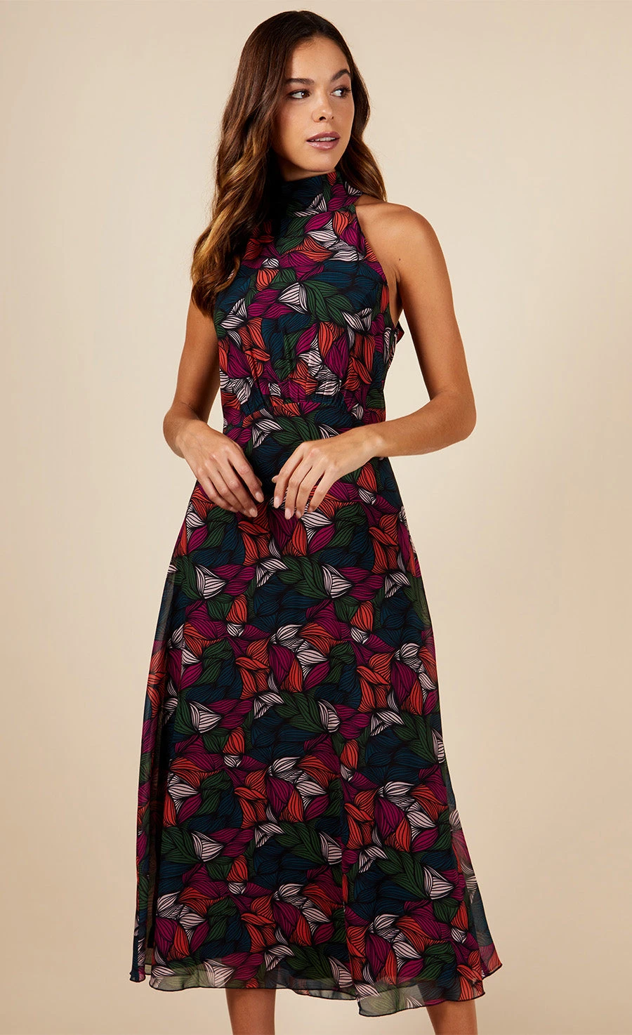 Little Mistress Printed Tie Detail Midaxi Dress 6 Little Mistress Printed Tie Detail Midaxi Dress - Image 6