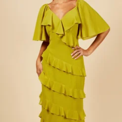 Little Mistress Olive Frill Midi Dress -Starlit Dress Sales D34555R1A 2