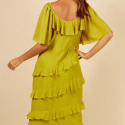 Little Mistress Olive Frill Midi Dress -Starlit Dress Sales D34555R1A 4