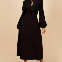 Little Mistress Black Tie Detail Midaxi Dress