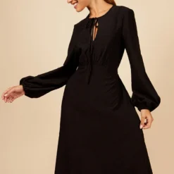 Little Mistress Black Tie Detail Midaxi Dress -Starlit Dress Sales D34556R1A 2