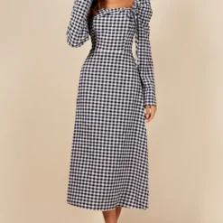 Little Mistress Gingham Frill Neckline Midaxi Dress -Starlit Dress Sales D34562R1A 1