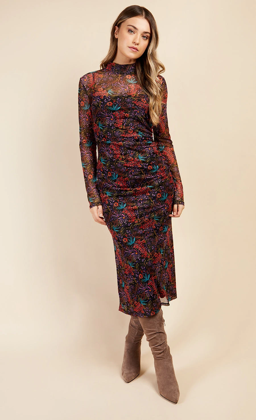 Little Mistress Floral Print Ruched Midaxi Dress By Vogue Williams 3 Little Mistress Floral Print Ruched Midaxi Dress By Vogue Williams - Image 3