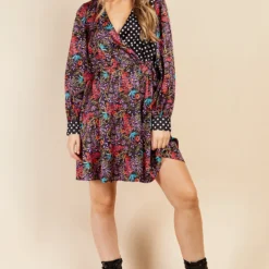 Little Mistress Floral And Spot Print Mini Dress By Vogue Williams
