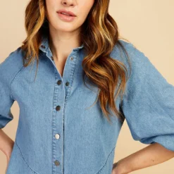 Little Mistress Mid-Blue Denim Western Seam Mini Dress By Vogue Williams -Starlit Dress Sales D34636B1A 3