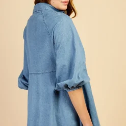 Little Mistress Mid-Blue Denim Western Seam Mini Dress By Vogue Williams -Starlit Dress Sales D34636B1A 4