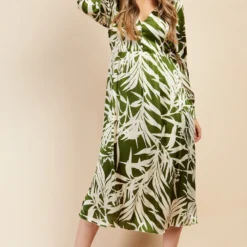 Little Mistress Green Print Satin Midaxi Dress By Vogue Williams