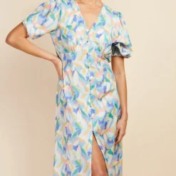Little Mistress Pastel Print Button Front Midi Dress By Vogue Williams -Starlit Dress Sales D34660R1A 2