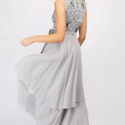 Little Mistress Sycamore Grey Embellished Frill Wrap Maxi Bridesmaid Dress -Starlit Dress Sales F16737D4B 4