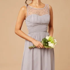Little Mistress Grace Grey Embellishment Sweetheart Maxi Dress -Starlit Dress Sales L6158D3A 1056
