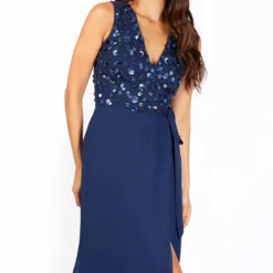 Little Mistress Kerri Navy Embellished Tie Waist Maxi Dress -Starlit Dress Sales U18831D3A 2
