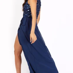 Little Mistress Kerri Navy Embellished Tie Waist Maxi Dress -Starlit Dress Sales U18831D3A 4