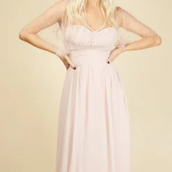 Little Mistress Melissa Blush Angel Sleeve Maxi Dress -Starlit Dress Sales U18857D2A 2
