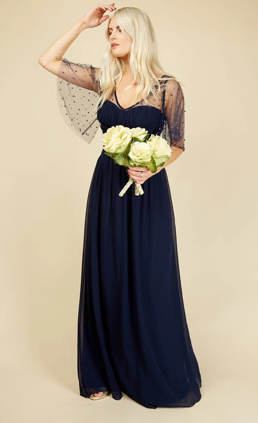 Little Mistress Melissa Bridesmaid Navy Angel Sleeve Maxi Dress 1 Little Mistress Melissa Bridesmaid Navy Angel Sleeve Maxi Dress