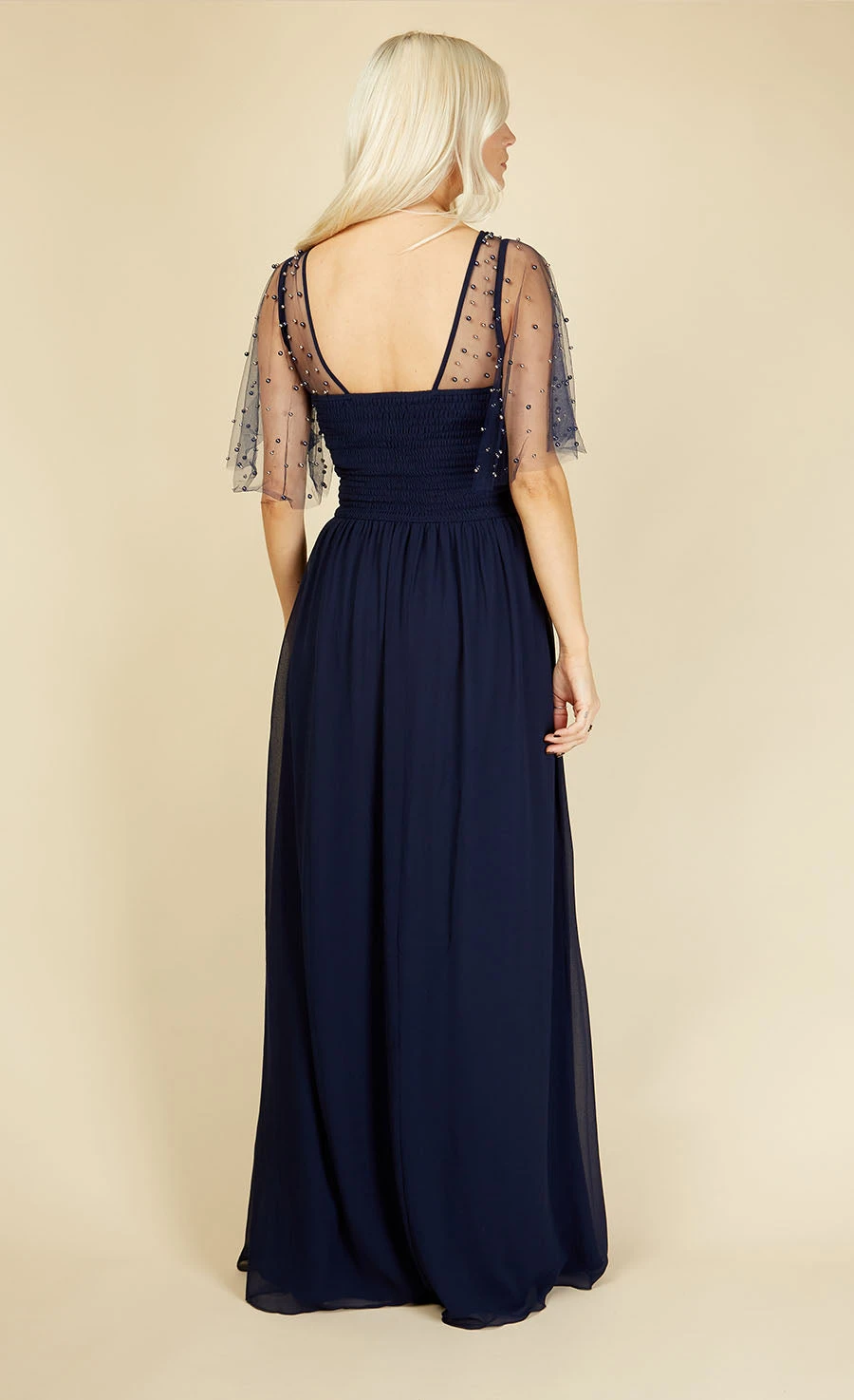Little Mistress Melissa Bridesmaid Navy Angel Sleeve Maxi Dress 4 Little Mistress Melissa Bridesmaid Navy Angel Sleeve Maxi Dress - Image 4