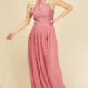 Little Mistress Debra Rose Lace Bodice And Pleat Maxi Dress
