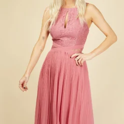 Little Mistress Debra Rose Lace Bodice And Pleat Maxi Dress -Starlit Dress Sales U18860D3A 2