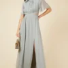 Little Mistress Sage Angel Sleeve Maxi Dress